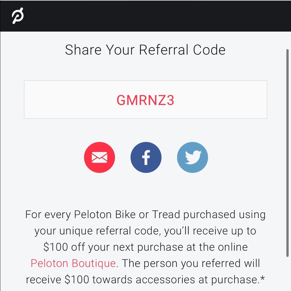 Peloton Referral Code (no sale from me required)